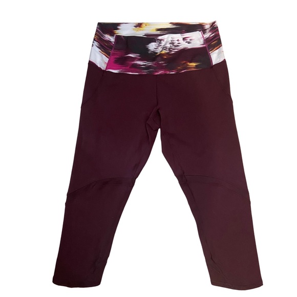 Lululemon Wunder Under High Rise Crop Leggings Wind Berry Rumble Yoga Pants 12 - Picture 1 of 12